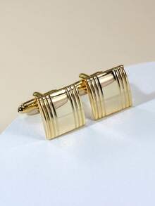 1 Pair Fashionable Gold Geometric Copper Cufflinks For Men - Yellow Gold - View 4