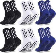 Barrlves 6 Pairs Grip Soccer Socks Colorful Non Slip Sports Football Basketball Hospital Yoga Socks For Men Women - Màu A - Xem 1