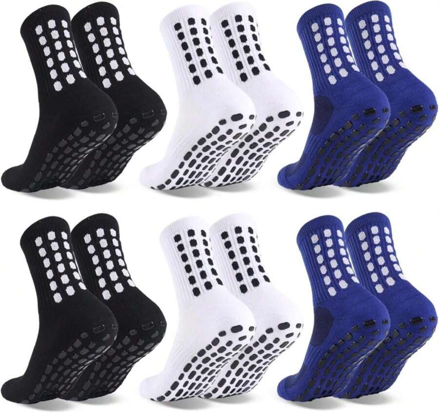 Barrlves 6 Pairs Grip Soccer Socks Colorful Non Slip Sports Football Basketball Hospital Yoga Socks For Men Women - Màu A - Xem 1