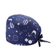 1顶印花护士帽，防尘帽，男女通用，适合医生、医学生、美容师、麻醉师、手术室工作人员，透气吸湿，鲨鱼星空图案，休闲可爱，涤纶材质，护理配件，手术帽，四季皆宜 - A - 查看 7