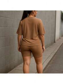 Conjunto casual Conjunto deportivo Ropa cómoda Outfit urbano Look relajado Letras Estampado de Leopardo Casual Ninguno - CAMEL MP - Ver 5