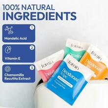 FOMIN Acidified Travel Deodorant Wipes For Women Men - 5 Count - PH Balanced, Mini Deodorant Travel Size Wipe - Plastic - Free, Individually Wrapped Underarm Body Wipes - 1盒粉紅熊貓 - 查看 5