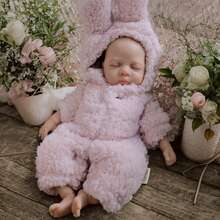 12英寸逼真硅胶重生娃娃，身穿针织连体衣，全身硅胶材质，可水洗，逼真光头娃娃，手指可伸缩，可作伴侣收藏玩具，理想的节日礼物 - 如圖 - 查看 2