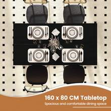 COSTWAY 160 CM Rectangular Dining Table With Sturdy L-Shaped Legs, Modern Kitchen & Dining Room Table, Seats Up To 8, Black Finish - Black - View 6