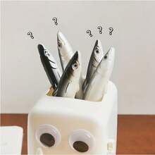 3支随机新款创意鱼形圆珠笔，海洋系列，黑色鱼形笔，学生可爱文具 - 套裝 - 查看 3