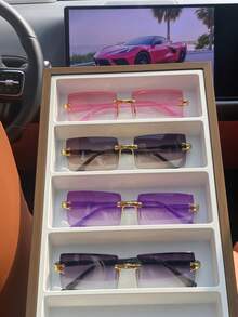 4 pares de gafas de moda sin marco rectangular para mujer - Multicolor - Ver 4