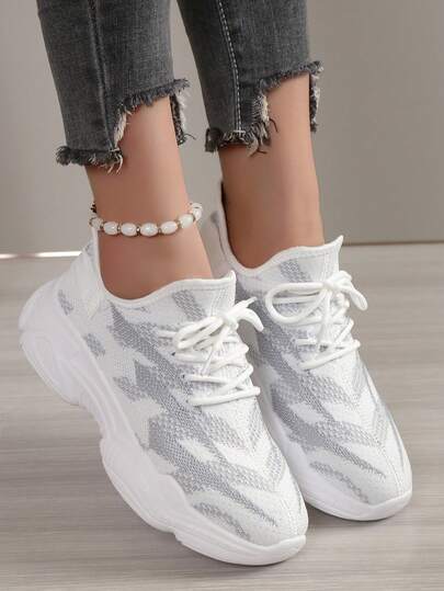 Women's Casual Sneakers, Thick Sole Lightweight Comfortable Fitness Walking Shoes, Outdoor Walking Running Chunky Sneakers