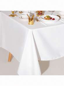 1pc White Rectangular Tablecloth, 150 X 259.08 Cm, Thickened Polyester Fabric Tablecloth, Suitable For Party, Banquet, Dining, Birthday, Wedding - Multicolor - View 6