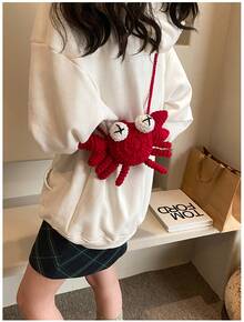 Versatile Casual Hand-Woven Women's Backpack In Crab Style, Suitable For Parties, Weddings, And Daily Wear, Comes With A Small Gift - 紅色螃蟹 - 查看 3