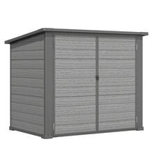 YODOLLA Garden Storage Box Shed, Storage Cabinet Outdoor With Lockable Openable Lid, Weatherproof Plastic Small Shed For Garden Patio Balcony - Grey - 156x98x127cm - View 2