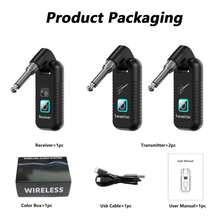 2.4GHz无线吉他系统，可充电无线音频系统，吉他发射器接收器，适用于电吉他、贝斯、电子乐器 - 黑色 - 查看 12