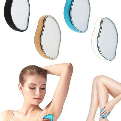 1 dụng cụ tẩy lông chân bằng tinh thể tái sử dụng dành cho nữ - Dụng cụ tẩy lông không đau, không cần cạo, tẩy tế bào chết da, có thể rửa sạch, tẩy lông nano cho làn da mịn màng - Quà tặng