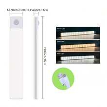 2 piezas Luz nocturna LED plateada ultra delgada de 10/20/30/40 cm, luz de gabinete, luz de armario con sensor, luz de cocina recargable por USB, regalo para boda y graduación - Plata - 2 piezas - Ver 10