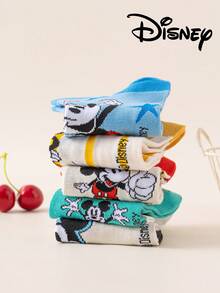 Disney 5双迪士尼男女通用短袜，米奇、米妮、唐老鸭、黛西卡通图案，新颖透气时尚袜，夏季礼物 - 彩色 - 查看 9