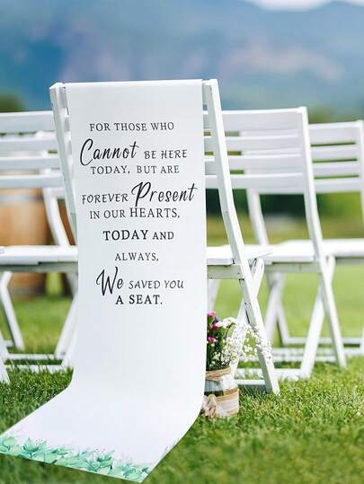 Reserved Wedding Chair Sign Banner,127 * 33cm Loving Memory Signs For Wedding With Love From Heaven, Save A Seat For Someone In Heaven