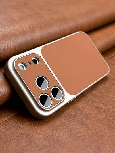 1 pieza Funda de teléfono retro naranja de lujo compatible con iPhone 17 Pro Max, 17 Air, 16, 15, 14, 13, 12, 11 Pro Mx Plus con ventana grande, resistente a golpes, borde suave y cubierta dura