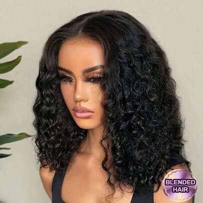 200% 密度 13x6 高清蕾丝 16 英寸杰瑞卷全蕾丝假发，13x4 预拔毛高清透明杰瑞卷蕾丝前假发，混合发质预拔毛深波浪卷混合纤维蕾丝前假发，适合