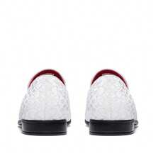 Men's Dress Loafers Velvet Tuxedo Slip-On Shoes Wedding Party Red Bottom For Male - trắng - Xem 5