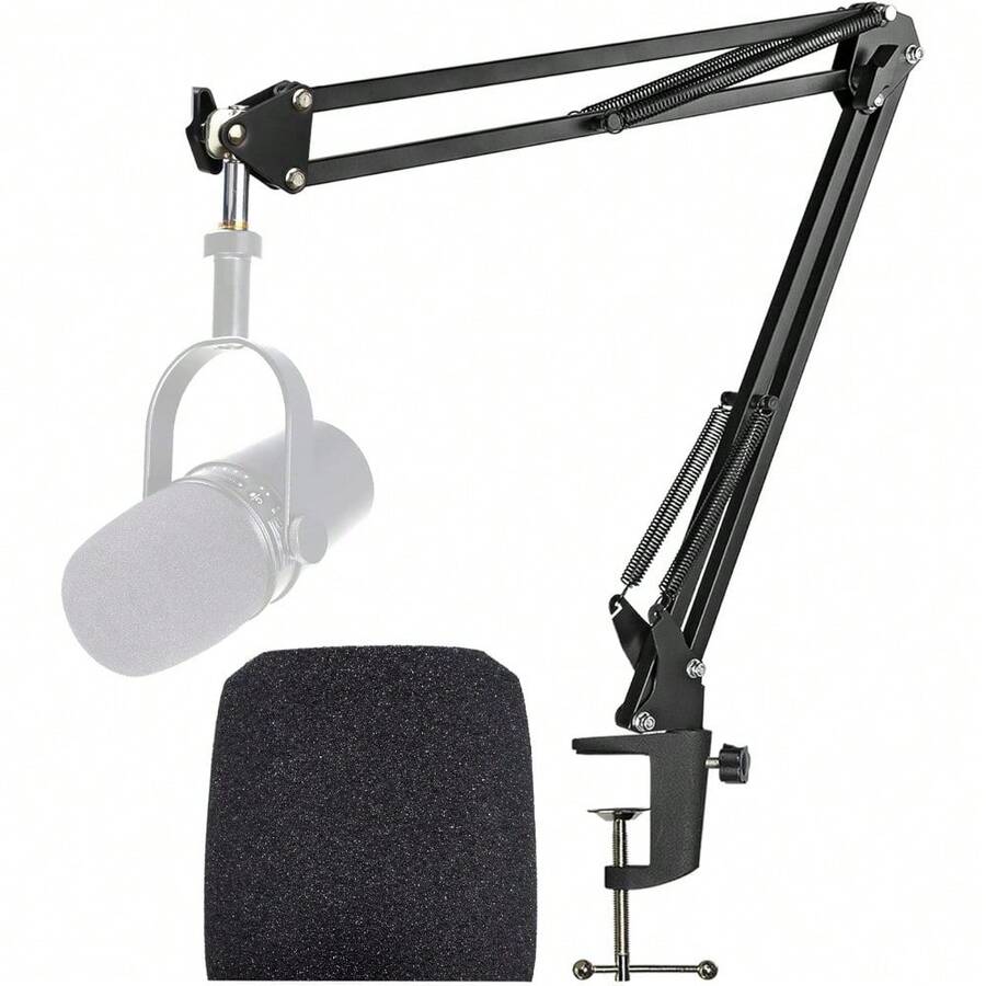 YOUSHARES Mic Stand With Pop Filter - Mic Boom Arm With Mic Cover Foam Compatible With MV7 Microphone - Mic Stand - View 1