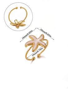 Cute Dripping Oil Starfish Rings Stainless Steel 18K Gold Plated Starfish Ring Aesthetic Wedding Waterproof Jewelry For Women,Perfect Gifts For Birthday,Party,Wedding,Anniversary,Mother's Day - Multicolor - View 6
