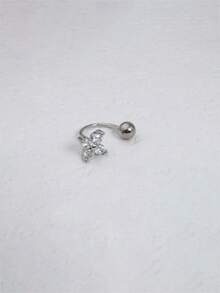 1件18K镀金不锈钢迷你圆形立方氧化锆花朵鼻环，轻盈低敏银色鼻钉耳环，CZ鼻唇软骨耳环，女士款 - Style A-1Pc-8mm - 查看 7