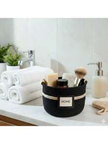 Made In Turkey - Knitted Organizer Basket – 22 X 24 Cm – Soft & Durable Storage Solution - Black - View 5