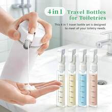 4 In 1 Travel Bottle,Travel Bottles For Toiletries,Refillable, Leak Proof And Portable,Suitable For Storing Shampoo, Shower Gel, Laundry Detergent, Suitable For Travel, Camping And Gym (Gray) - 1件 白色 - 查看 6