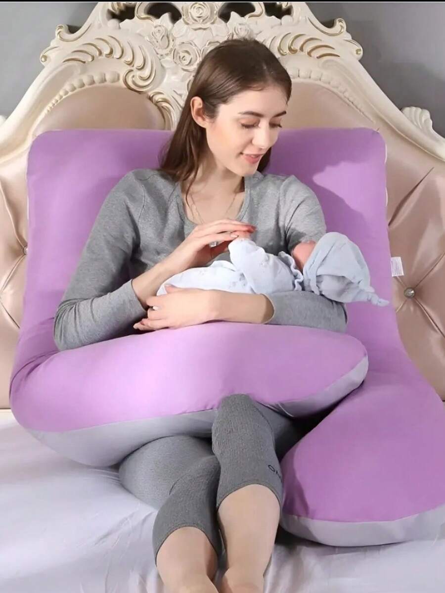Cojin para embarazada,Maximo confort,Suave y Fresca,Comoda,Versatil,Cojin de Lactancia,Cojin de Colecho,Almohada para niños,Body Pillow,Pregnancy Pillow - Lila Púrpura - Ver 1
