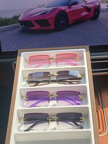 4 pares de gafas de moda sin marco rectangular para mujer - Multicolor - Ver 6