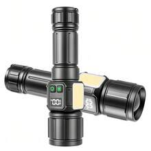 Long Range White Light Flashlight, COB Digital Battery Level Display Magnetic Bright Flashlight, Suitable For Camping, Hiking, Adventure - Multicolor - View 1