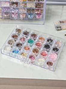 1pc Multi-Layer Acrylic Transparent Fashion Practical Multi-Function Nail Rhinestone Decoration Storage Box, Suitable For Rings, Earrings, Necklaces, Bracelets And Other Jewelry ,Room Decor - Multicolor - View 5