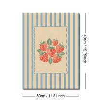 1幅复古草莓厨房帆布海报（带框/不带框），法式乡村蓝条纹水果乡村风墙面艺术印刷品，农舍小屋核心装饰复古画，适用于公寓、客厅、卧室、现代家居装饰 - A - 查看 11