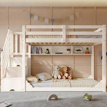 Kids Bed Frames, Headboards & Footboards - White + Wood + 90cm*200cm-1 - View 5