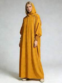 1件女士连帽长袍祈祷服，休闲宽松透气伊斯兰服饰，可作阿巴雅、希玛尔、卡夫坦、卡夫坦，适合日常穿着和送礼（抽绳颜色可能因生产批次不同而有所差异）春季 - 連帽長袍 - 查看 25