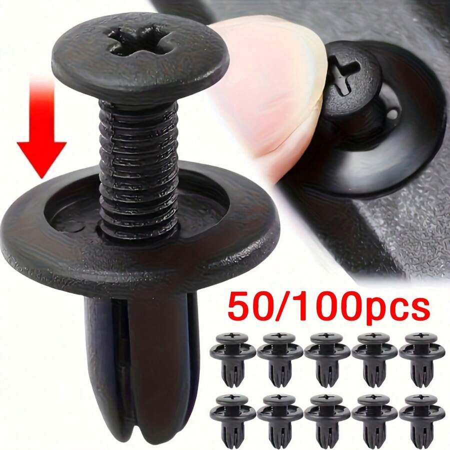 50/100pcs General Motors Fastening Clip Kit - Door Fender Rivet Fixing Clips For Interior Panels, Bumpers, Grilles, And Trunk Liners - General Motors Replacement Push-Up Rivets - Easy-To-Install Body Clip Combination Kit
