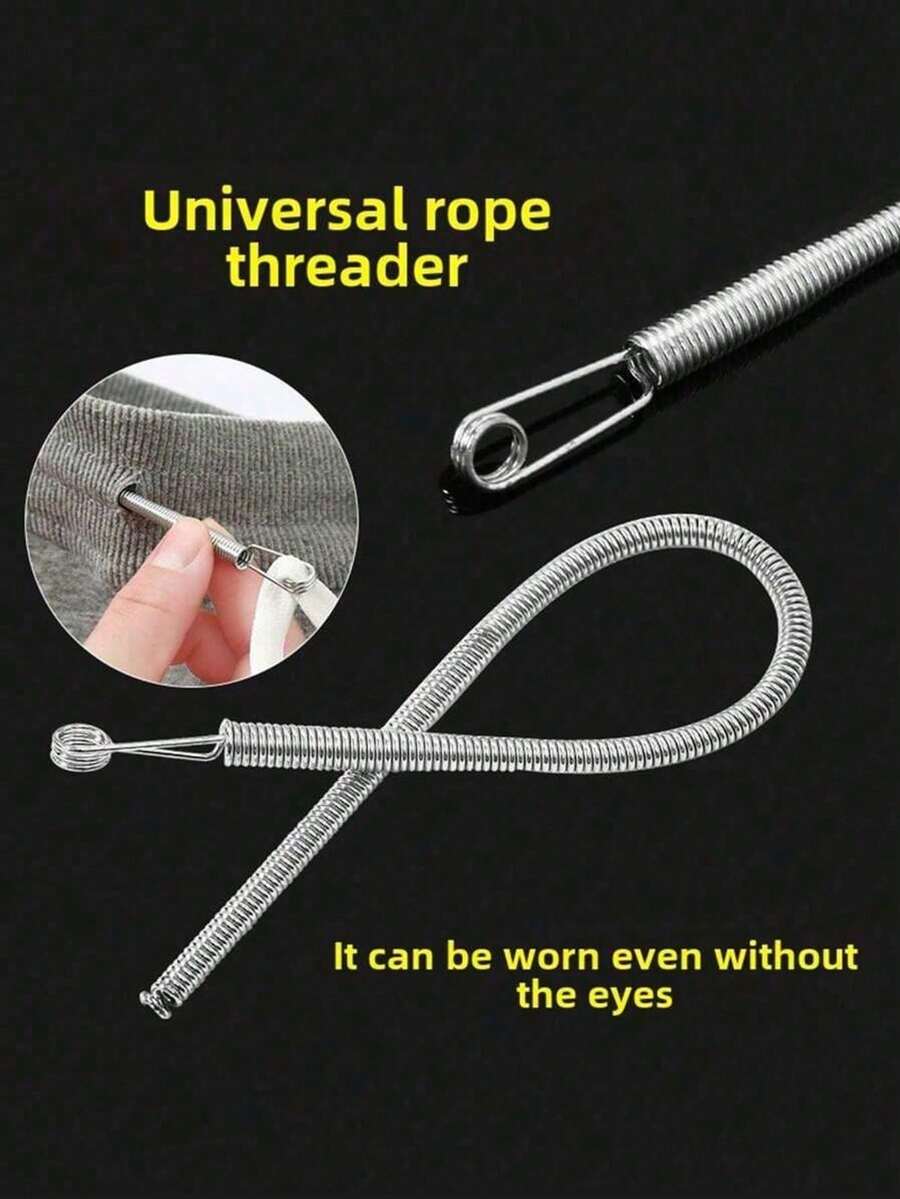 5PCS Bendable Guide Tip Drawstring Tool, Multifunctional Spring Loaded Inserter, For Clothing Elastic Bands Lace Ribbon Assistance Waistband Stringer, DIY Helper, Home Essentials Kit, Christmas Gift Women Steel Spring Flexible - Long - View 1