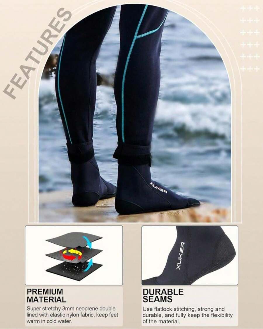 XUKER Neoprene Water Socks 3mm, Sand Proof Beach Volleyball Socks Diving Socks For Outdoor Water Sports - ColorA - View 1