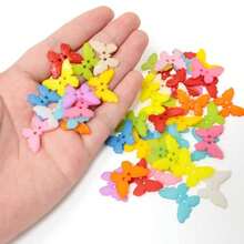 100PCS Resin Butterfly Buttons 2 Holes Buttons Animal Buttons Plastic Sewing Buttons Decorative Buttons For Skirts Gloves Sweaters Shirts Hats Scarves Headbands Craft Projects - Đầy màu sắc - Xem 6