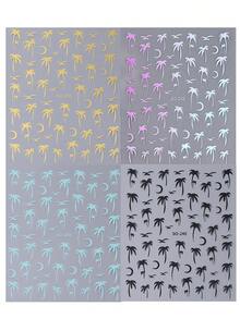 2/4pcs Summer & Spring Coconut Tree Nail Stickers, Beach Nail Design, 3D Black Gold Silver Laser Coconut Tree Pattern Nail Art Decals, DIY Self-Adhesive Nail Decorations - Multicolor - View 13