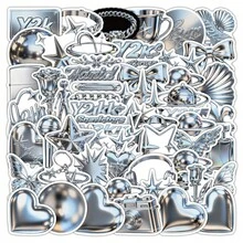 58pcs Y2K Style Metal Texture Stickers, Suitable For Phone, Computer, Notebook And DIY Aesthetic Graffiti - A - View 2