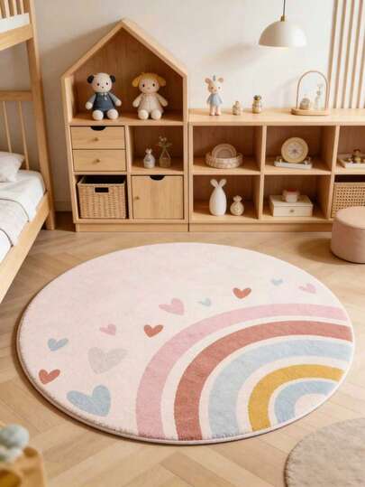 1pc Round Rug Rainbow Colorful Patterns Design Round Area Rug - Ultra Soft, Comfortable For Bedroom, Living Room, Study, Entryway, Game Room, Room Decor, Nursery As Floor Mat, Cashmere-Like Bedroom Rug Play Mat, Washable & Non-Slip, Carpet For Living Room - Indoor All-Season Home Decor, Decorative Rugs, Living Room Rug, Play Mat, Circle Rug, House Decor, Bedroom Decor