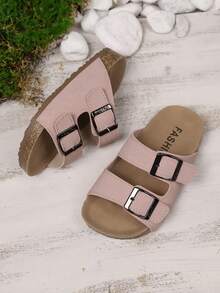 New Summer Kids' Non-Slip Soft Bottom Double Buckle Minimalist Fashion Flat Sandals, Suitable For Beach Vacation - Pink - View 4