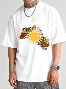 Casual Men's Cotton T-Shirt, Made Of Pure Cotton Material, Is Comfortable To Wear And Has A Casual Style. The Design Is Fashionable And Versatile, Suitable For Daily Wear And Outdoor Activities. It Is A Must-Have Item For Street Fashion Or Summer, And Is Also An Excellent Gift For Men. - 白色 - 查看 2