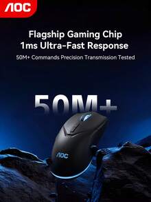 AOC Wired Gaming Mouse Boasts A Resolution Of Up To 3600 DPI, Silent Clicks, RGB Lighting Effects, And An Ergonomic Design That Perfectly Fits Your Hand. Silent Clicks Provide A Quiet And Comfortable User Experience. - View 3