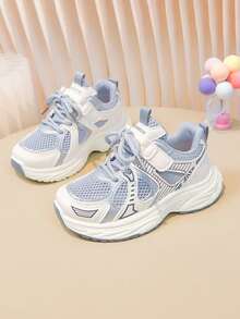 2026 Novos Tênis Chunky para Crianças, Sapatos Esportivos Respiráveis em Malha, Sapatos de Corrida Macios e Antiderrapantes para Meninos e Meninas, Versáteis para Escola, Casual, Outdoor, Leves e Respiráveis - Cinza - Visão 2