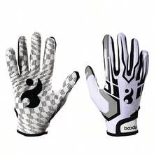 boodun 1 Pair Silicone Non-Slip Durable Palm Protection Football/Baseball Sports Gloves, Unisex - White - View 9