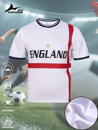 SURUIDA Áo bóng đá thiếu niên Anh Quốc & Áo thể thao cổ tròn thoải mái, phù hợp cho tập luyện thi đấu bóng đá, mặc thường ngày và đi nghỉ mát, quà tặng.