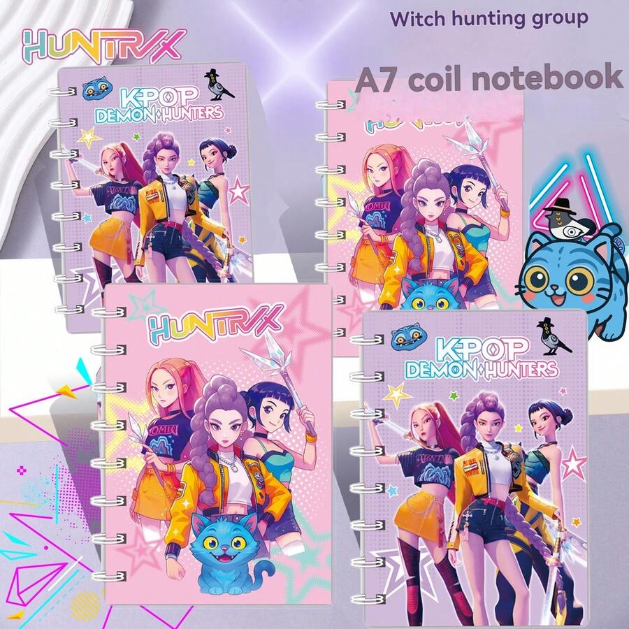 1/2/3pcs KPOP Girl Group Spiral Notebook, A7 Spiral Notebook, Student Memo Pad, Portable Memo Book, Notebook, Memo Pad, Back To School Student Stationery - Rectangle - View 1
