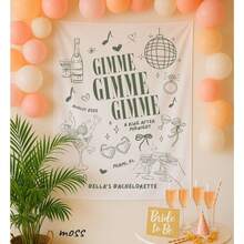 1PC Mia Gimme Gimme Gimme Bachelorette Tapestry Personalized Brides Mama Bridal Shower Banner Last Disco Decorations Something Blue Backdrop, 5 Sizes Available - 白色 - 查看 2