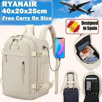 Plecak podręczny Ryanair 40x20x25cm (20L) | Wodoodporny plecak podróżny | Wytrzymała i trwała torba podręczna | Plecak na co dzień, odpowiedni na wędrówki, do szkoły i pracy | Dostępny w kolorze czarnym/granatowym/szarym/różowym/beżowym/zielonym, idealnie pasuje do różnych akcesoriów plecakowych, niezbędny na powrót do szkoły.